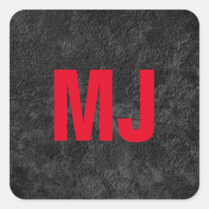 Einzigartige, grau-rote Monogramm-Initialen Quadratischer Aufkleber