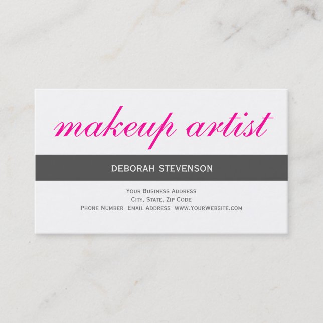 Einzigartige Graurosa White Makeup Artist Business Visitenkarte (Vorderseite)