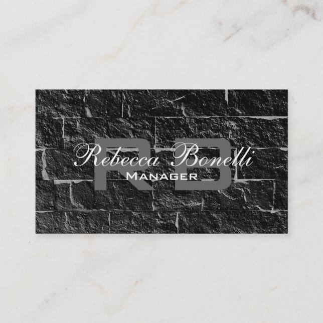 Einzigartige Gray Wall Brick Monogram Business Car Visitenkarte (Vorderseite)