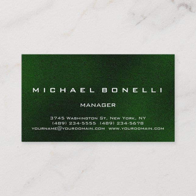 Einzigartige Green Pattern Manager Business Card Visitenkarte (Vorderseite)