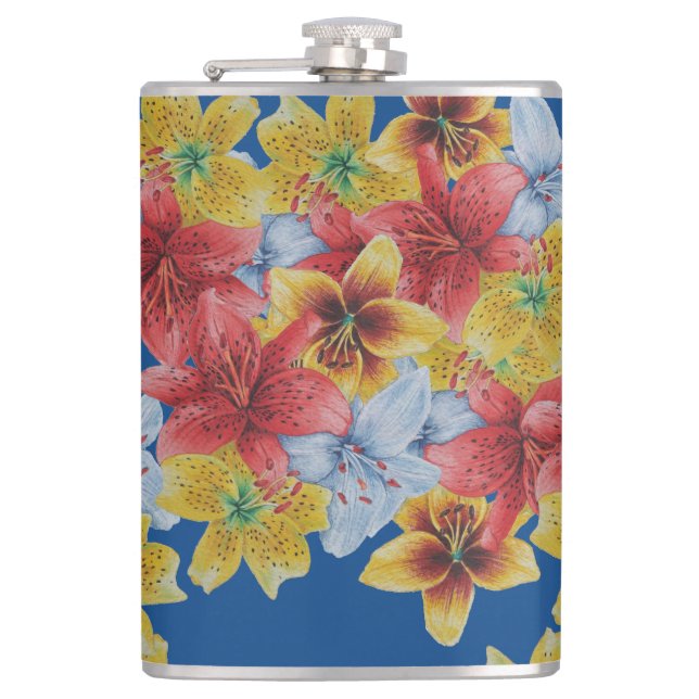 einzigartige große und fette Blume Blumen Flachmann (Vorderseite)