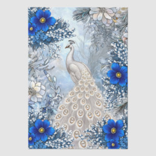 Einzigartige große Winterblumen Weiße Pfau-Decoupa Seidenpapier