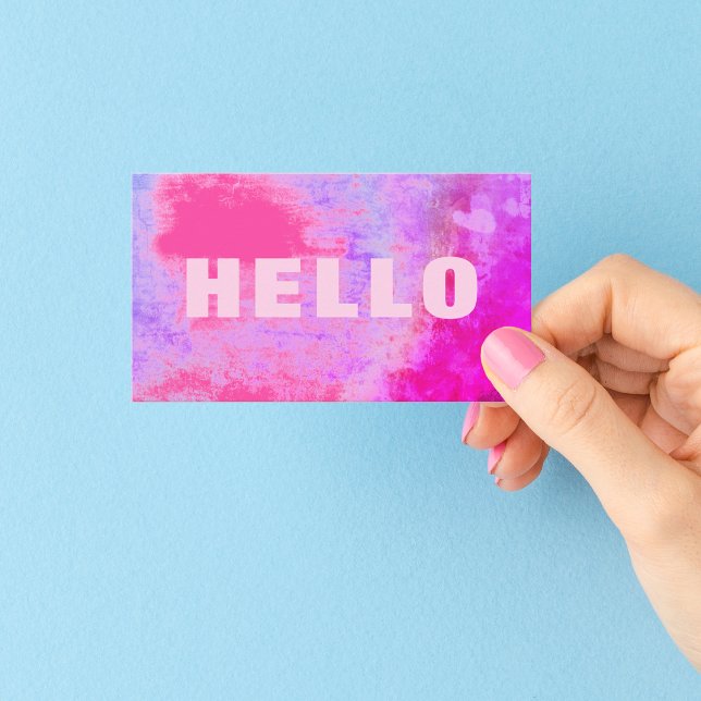 Einzigartige Grunge Hello Hot Pink Lilac Lila Visitenkarte (Von Creator hochgeladen)