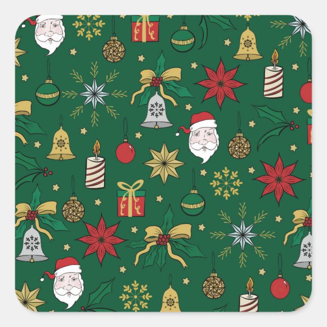 Einzigartige Handdämmerung Weihnachten Doddles Gre Quadratischer Aufkleber (Vorderseite)