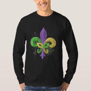 Einzigartige handgezeichnete Fleur de Lis Mardi Gr T-Shirt