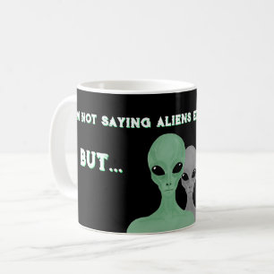 Einzigartige handgezeichnete mehrfarbige Aliens Kaffeetasse