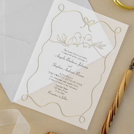 Einzigartige handgezeichnete romantische Hochzeit Acryleinladungen