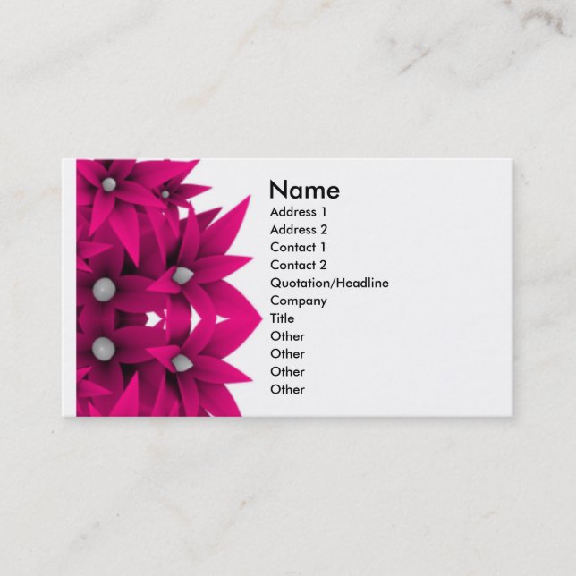 Einzigartige heißes Rosa-Blumen-Geschäfts-Karte Visitenkarte (Vorderseite)