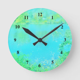 Einzigartige, helle grüne Natur Runde Wanduhr