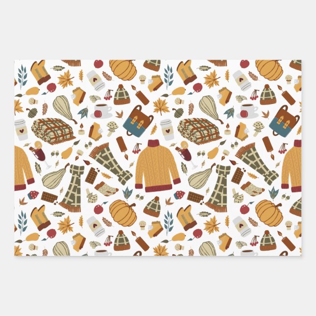 Einzigartige Herbstlaub Herbstpumpen Geschenkpapier Set (Vorderseite)