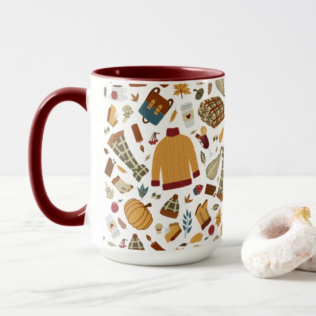 Einzigartige Herbstlaub Herbstpumpen Tasse (Mit Donut)