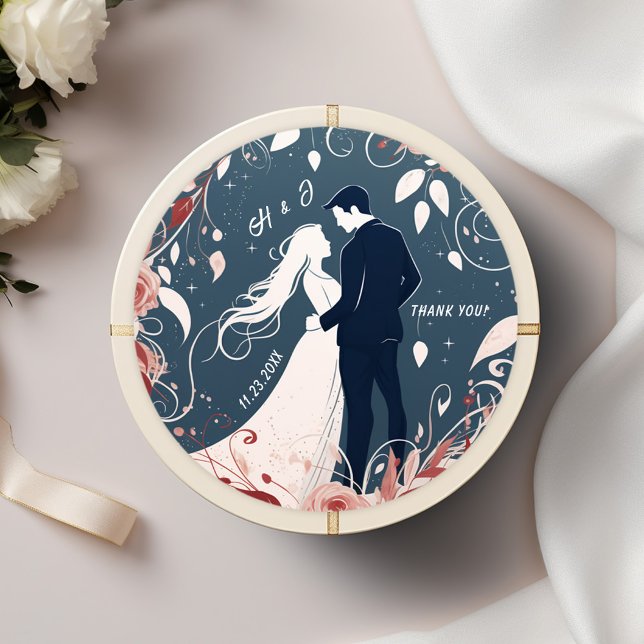 Einzigartige Hochzeit mit paarfarbenem Wasser Runder Aufkleber (Unique Couple Watercolor Wedding Classic Round Sticker)