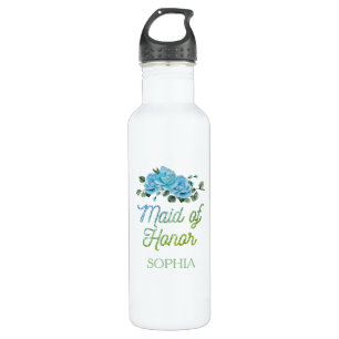 Einzigartige Hochzeit Rustikale Blaue Rosen Maid o Edelstahlflasche