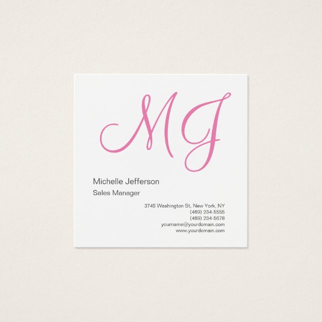 Einzigartige Kalligraphie Monogram White Pink Init (Vorderseite)
