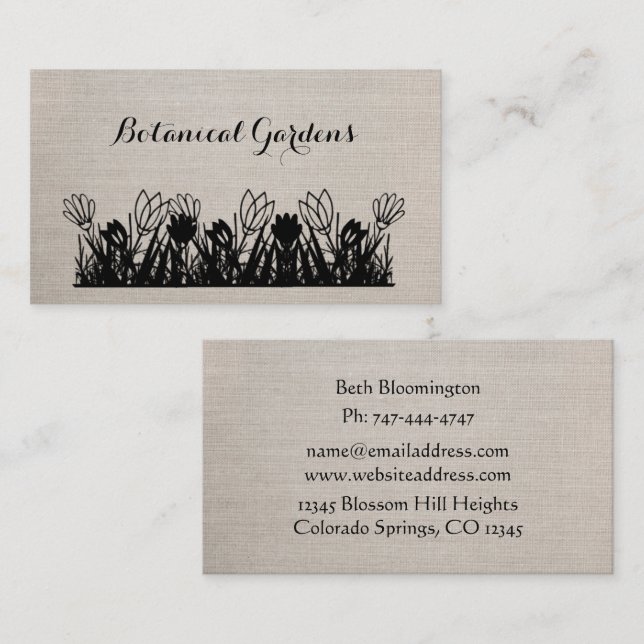 Einzigartige Khaki Linen sehen florale Visitenkart Visitenkarte (Vorne/Hinten)
