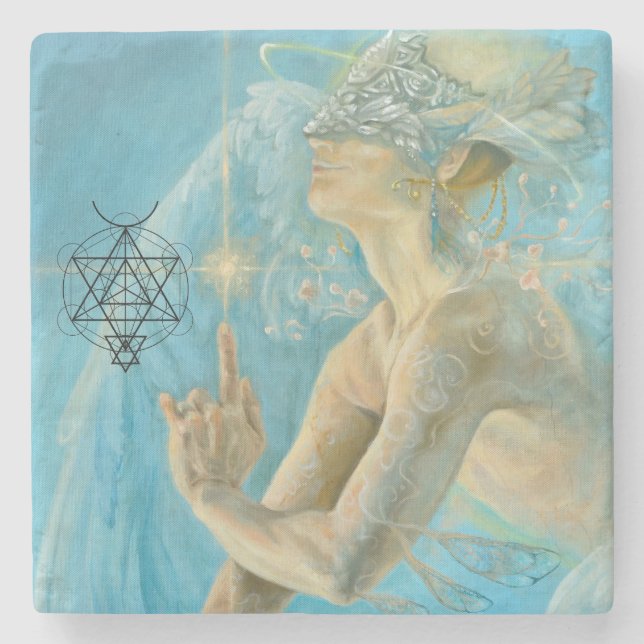 Einzigartige Kunstwerke Chamuel Archangel göttlich Steinuntersetzer (Vorderseite)