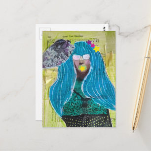 Einzigartige Lady Zähle Deine Segnungen Collage Postkarte