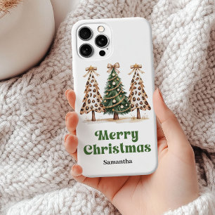 Einzigartige Leoparden-Druck-Weihnachtsbäume mit i Case-Mate iPhone Hülle