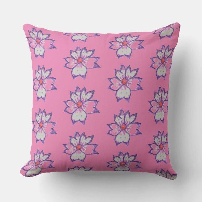 Einzigartige lila Blume mit rosa Hintergrund Kissen (Vorderseite)