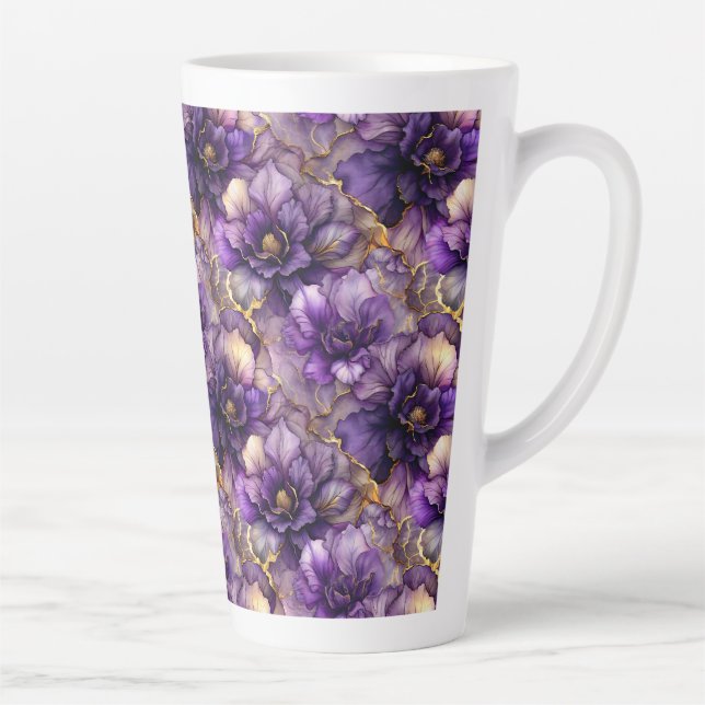 Einzigartige Lila Blumenkohltinte Keramik Latte Ta Milchtasse (Rechts)