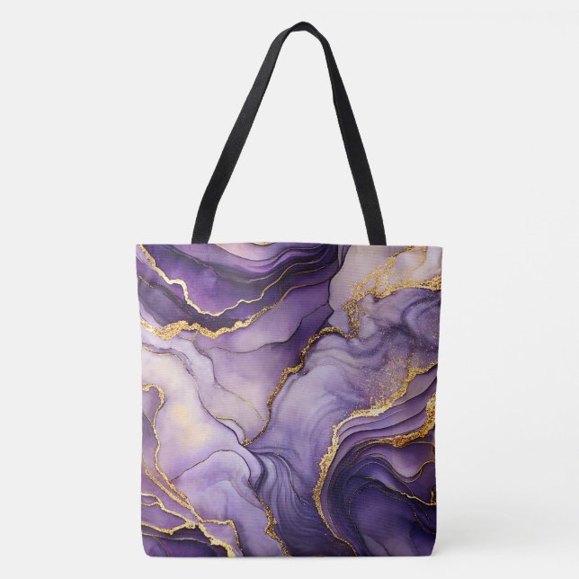 Einzigartige Lila und goldmarmorierte Tasche für g (Vorderseite)
