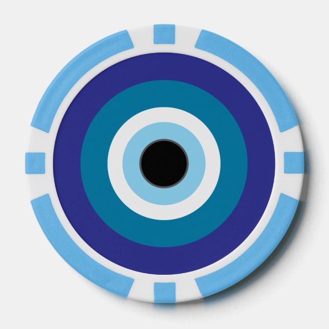 Einzigartige Lucky Blue Evil Eye Poker Chips (Vorderseite)