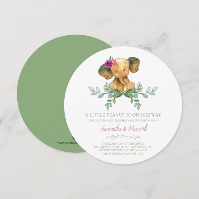 Einzigartige Mädchen-Elefant-Babyparty-Einladung Einladung (Vorne/Hinten)