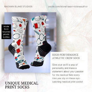 Einzigartige medizinische Druck-Crewsocken Socken