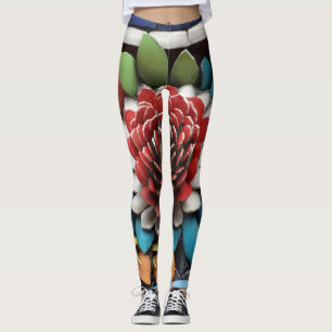 Einzigartige mehrfarbige Rose aus Holz aus dem Tai Leggings