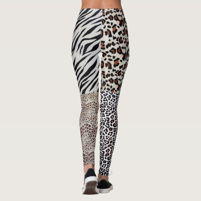 Einzigartige Mixed Leopard Zebra Animal Print Wome Leggings (Rückseite)