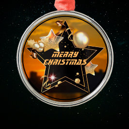 Einzigartige moderne Black Gold Metallic Stars Wei Ornament Aus Metall