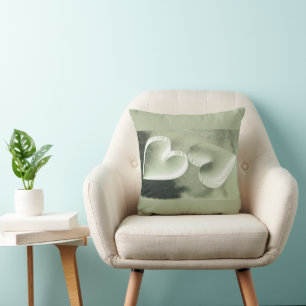 Einzigartige, moderne, elegante Zwei-Silberherzen Kissen