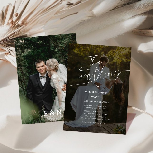 Einzigartige, moderne Hochzeitsinie für Fotos Einladung (Von Creator hochgeladen)