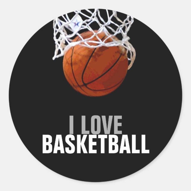 Einzigartige Moderne I Liebe Basketball Runder Aufkleber (Vorderseite)