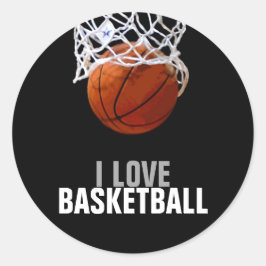 Einzigartige Moderne I Liebe Basketball Runder Aufkleber