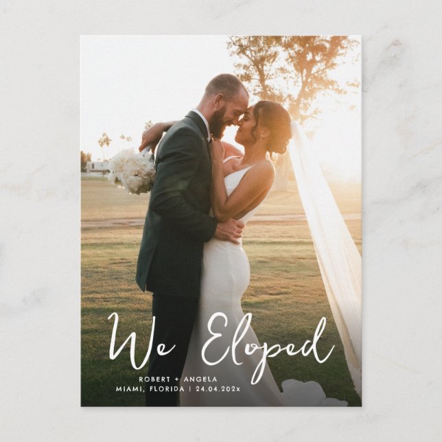 einzigartige, moderne kalligraphische Hochzeitsank Postkarte (Vorderseite)