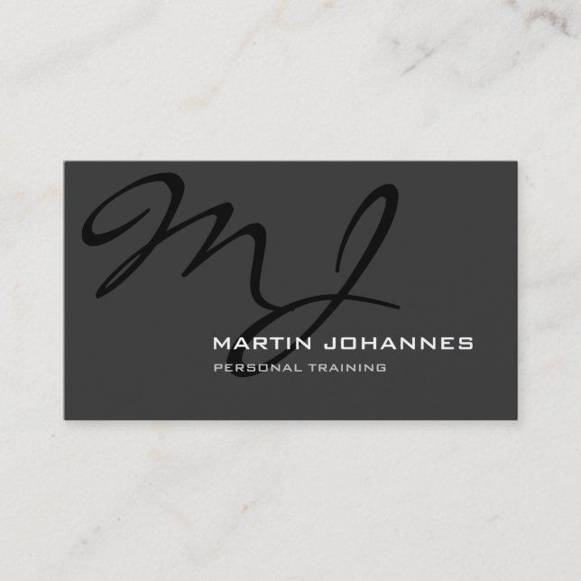 Einzigartige Monogram Gray Trainer Business Card Visitenkarte (Vorderseite)
