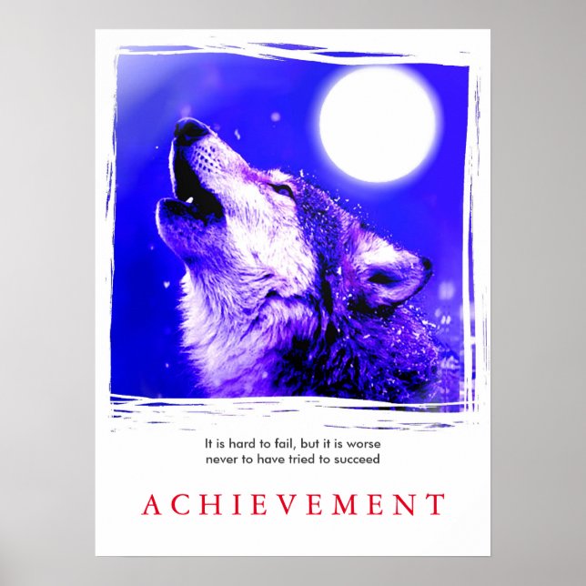 Einzigartige Motivierend Howling Wolf Poster Print (Vorne)