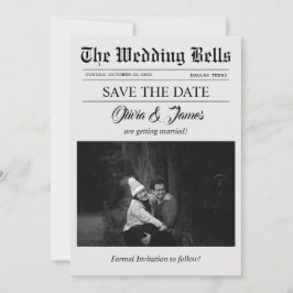 Einzigartige Newspaper-Hochzeitskarte Save the Dat Einladung