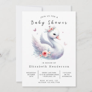 Einzigartige Online Swan Baby Dusche Einladung