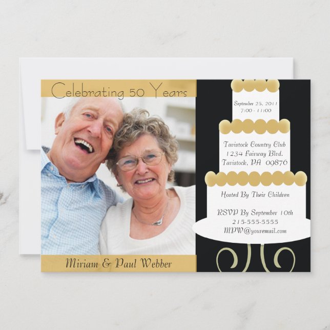 Einzigartige Party Einladung zum 50. Jubiläum mit  (Vorderseite)