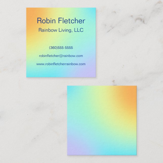 Einzigartige Pastel Rainbow Gradient Quadratische Visitenkarte (Vorne/Hinten)