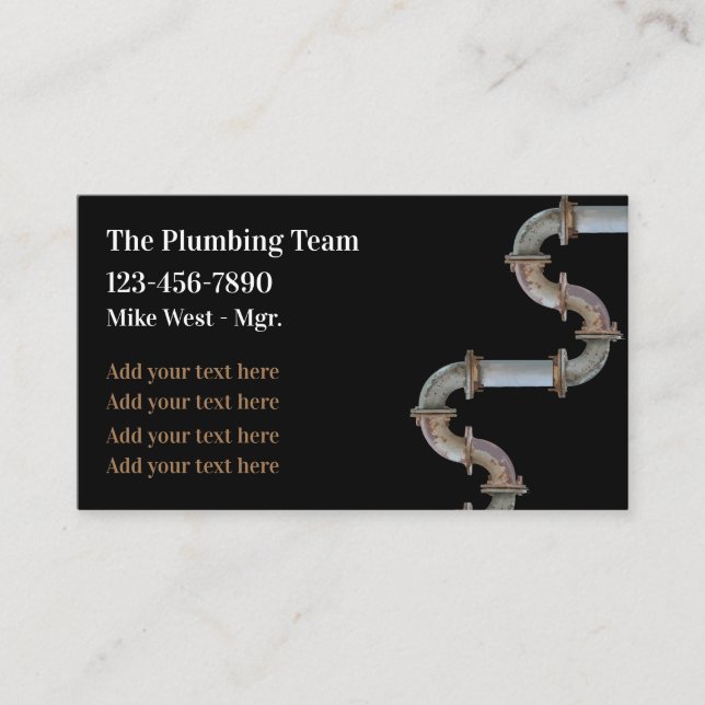 Einzigartige Plumber Service-Visitenkarten Visitenkarte (Vorderseite)