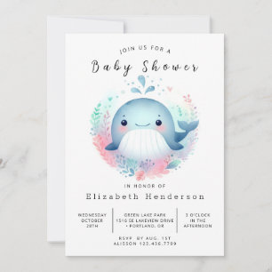 Einzigartige Printable Whale Baby Dusche Einladung