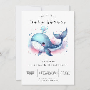 Einzigartige Printable Whale Baby Dusche Einladung