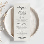 Einzigartige Quirky Hand Drawn Retro Hochzeit Menükarte<br><div class="desc">Einzigartiges Menü für Quirky Hand Drawn Retro Wedding</div>