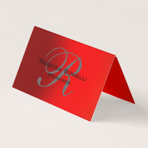 Einzigartige Red Gray Monogram Manager Business Ca Visitenkarten