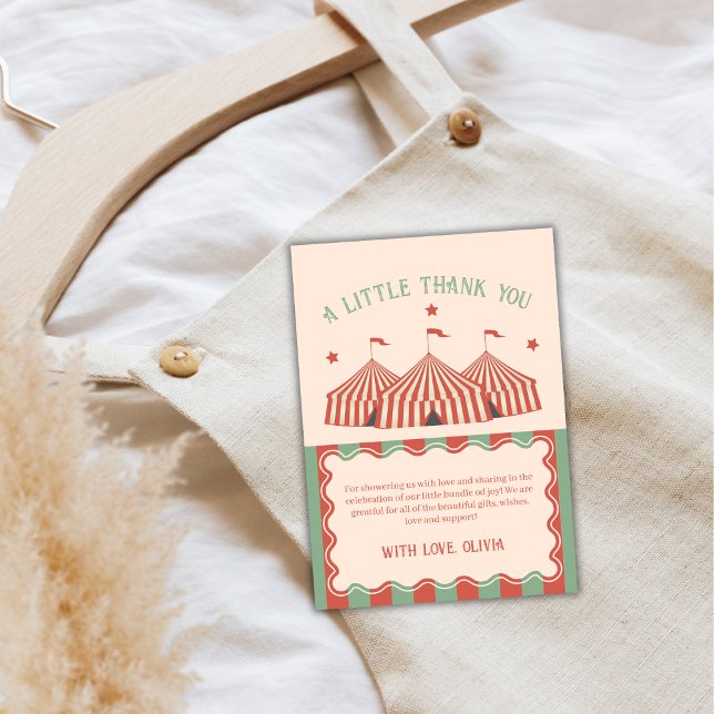 Einzigartige Retro Vintag Carnival Circus Kinderdu Dankeskarte (Unique Retro Vintage Carnival Circus Baby Shower Thank You Card)