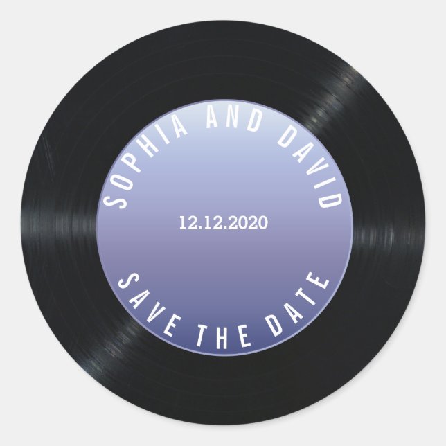 Einzigartige Retro Vinyl Record Wedding SPEICHERN  Runder Aufkleber (Vorderseite)