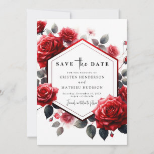 Einzigartige Romance Crimson Red Wedding Save The Date